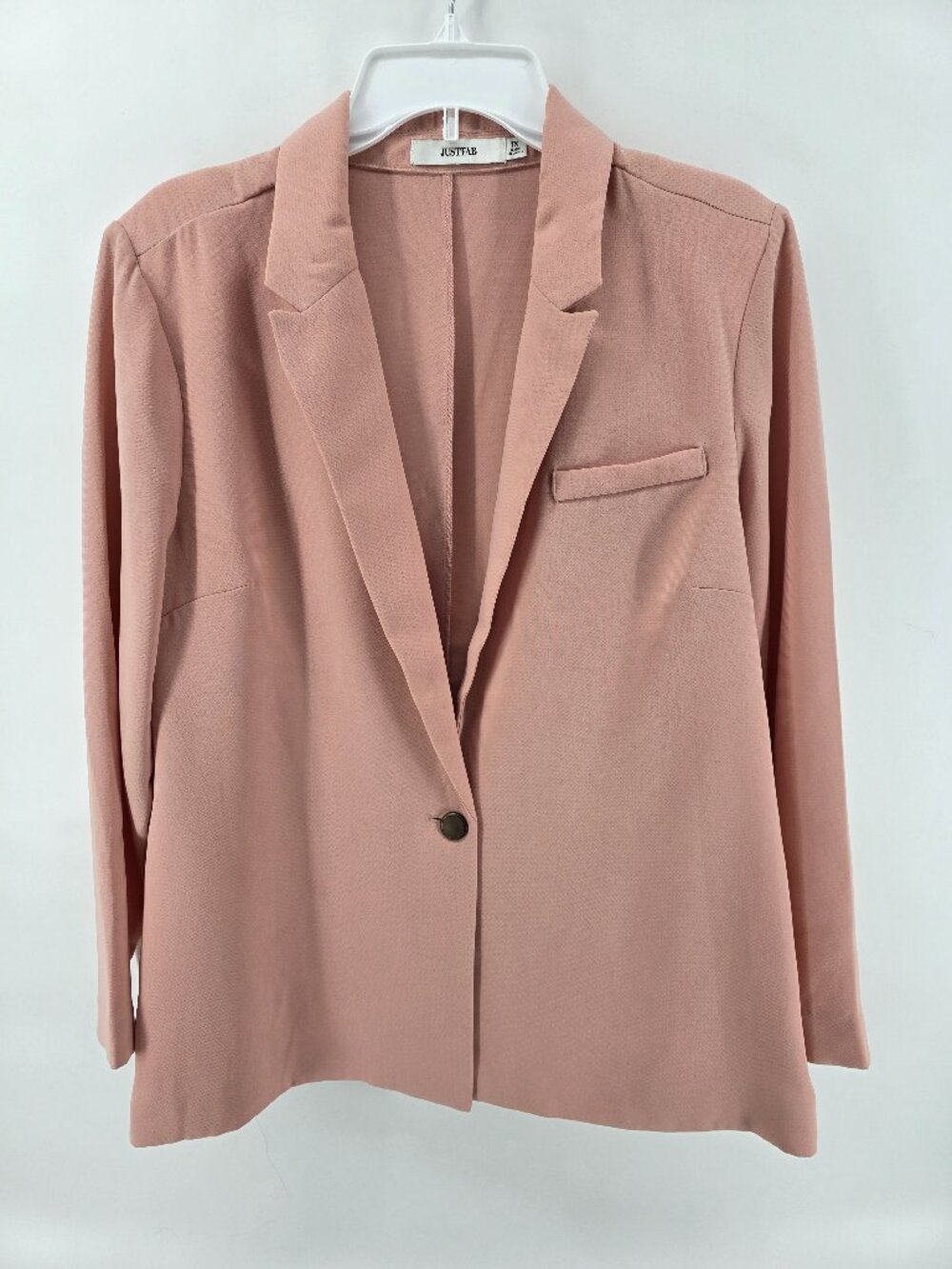 JustFab‎ Blush Pink Blazer – Size 1X – Single Button Notched Lapel